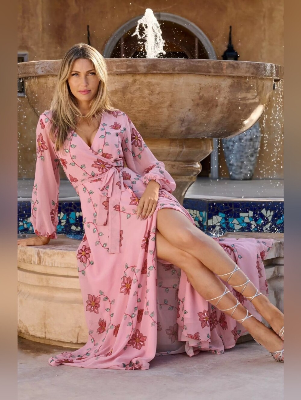 NWT! Boston Proper Formal Fall Glam Garden Party Women's Wrap Maxi Dress Small